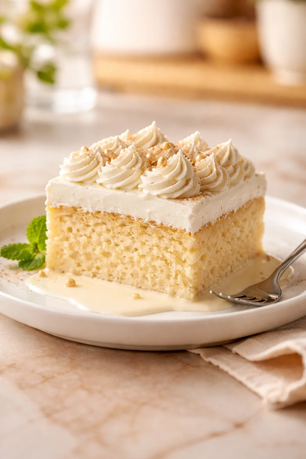 Postre tres leches cremoso preparado con insumos recomendados por La Casholateria